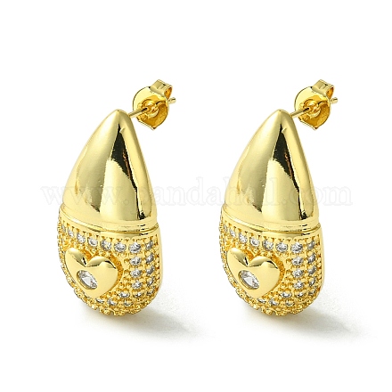 Brass with Cubic Zirconia Studs Earrings EJEW-K267-07G-1