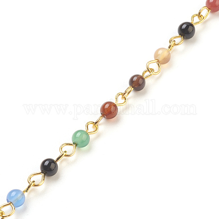 Chaînes de perles d'agate naturelle main X-AJEW-JB00448-02-1