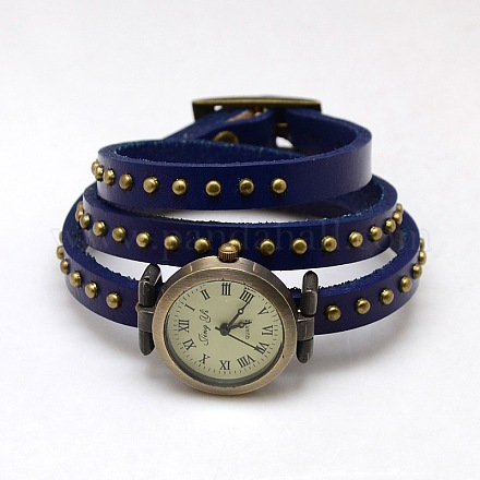 Fashionable Wrap Style Leather Roman Numeral watch Bracelets WACH-M054-04-1