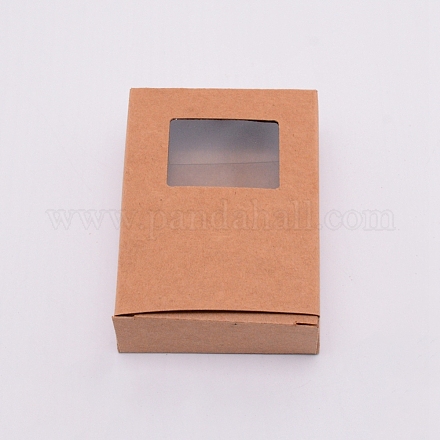 クラフト紙箱  お祭りのギフトラッピングボックス  ギフト包装箱  アクセサリー用  結婚式のパーティー  長方形  淡い茶色  9.5x7cm CON-WH0073-46-1