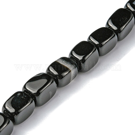 Natural Black Agate Beads Strands G-F743-02A-1
