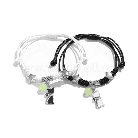 Ensemble de bracelets à breloques en alliage d'émail et de perles lumineuses qui brillent dans la nuit PW-WG39635-02-1