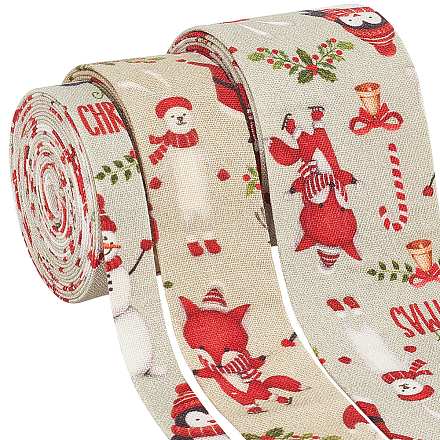 BENECREAT 3PCS 3 Styles Christmas Themed Polyester Ribbon OCOR-BC0005-41B-1