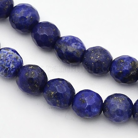 Faceted Round Natural Lapis Lazuli Beads Strands G-E302-081-6mm-1