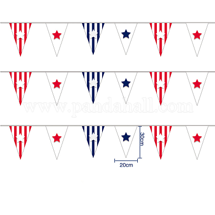 ポリエステル三角旗  アメリカのテーマの吊り下げバナー  パーティー フェスティバル ホームデコレーション用  レッド  30x20mm  25個/セット  8メートル/セット GUQI-PW0001-059C-1