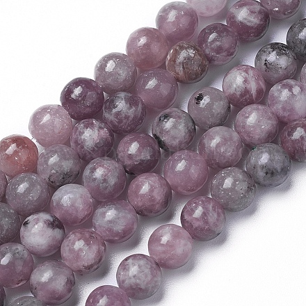 Natural Lepidolite/Purple Mica Beads Strands G-G770-04A-8mm-1