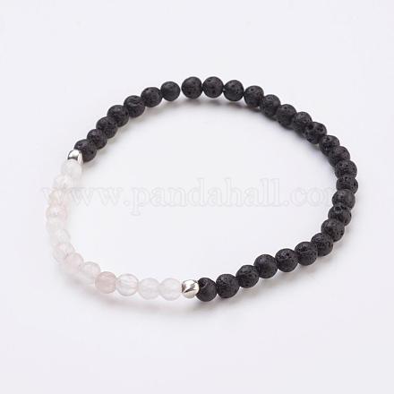 Bracelets extensibles avec perles de pierre précieuse naturelle BJEW-JB03202-03-1