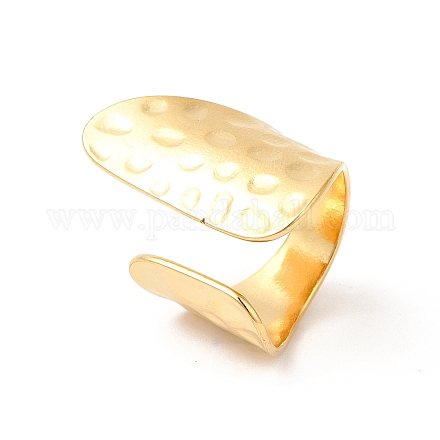Placcatura ionica (ip) 304 anello per polsino piatto aperto da donna in acciaio inossidabile RJEW-E063-28G-1