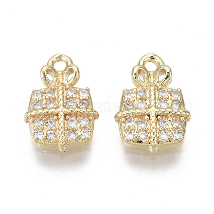 Brass Micro Pave Clear Cubic Zirconia Charms X-KK-S348-526-NF-1