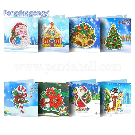 Diy weihnachtsthema diamant malerei grußkarten kits DIAM-PW0001-180-1