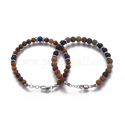 Круглые браслеты из бисера из смешанных натуральных и синтетических камней BJEW-L648-09-1