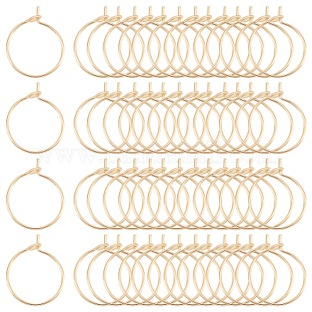 Unicraftale circa 100 pz anello di vetro di vino dorato 15mm orecchino ad anello in acciaio inossidabile ipoallergenico bicchieri di vino anelli di fascini orecchini di perline cerchi per la creazione di gioielli STAS-UN0045-57-1