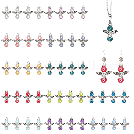 CHGCRAFT 4 Sets Baking Painted Pearlized Glass Pearl Pendants FIND-CA0006-26-1