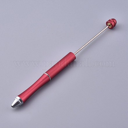 プラスチック製のビーズのペン  シャフト黒インクボールペン  DIYペンの装飾用  暗赤色  157x10mm  中棒：2mm AJEW-L082-B06-1