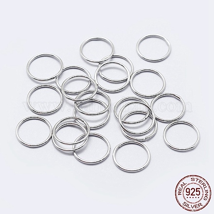 925 anillos redondos de plata de primera ley con baño de rodio STER-F036-03P-0.7x4-1