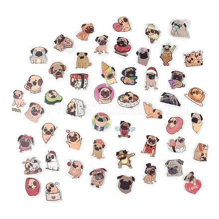 50 piezas 50 estilos papel pug perro dibujos animados pegatinas conjuntos STIC-P004-23J-1