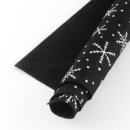 スノーフレーク模様印刷された非織物の刺繍針diy工芸品のために感じた  ブラック  30x30x0.1cm  50個/袋 DIY-R054-01-1