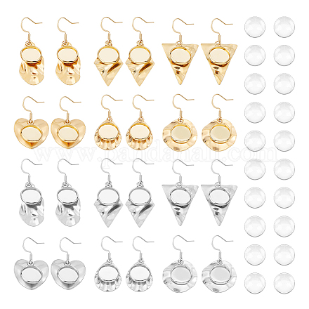 12 Pairs 12 Style Glass Blank Dome Dangle Earrings EJEW-AB00025-1