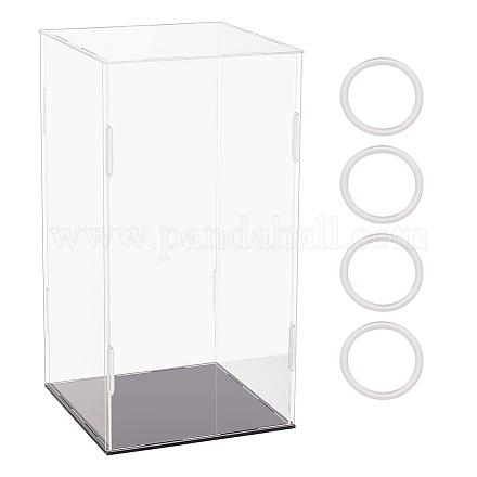 Rechteckige transparente Minifiguren-Displayboxen aus Acryl mit schwarzem Boden ODIS-WH0030-51E-1