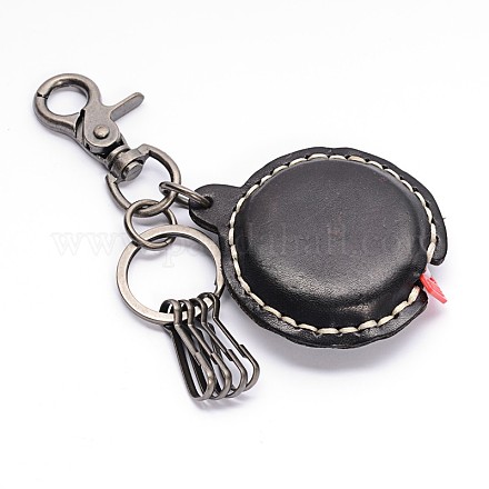 Flat Round Leather Keychain AJEW-F006-02A-1