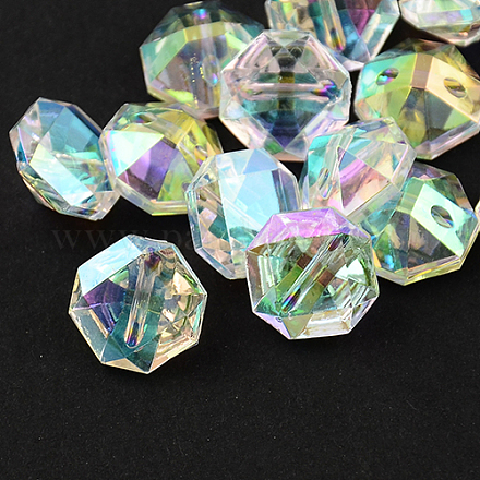 2-Hoyo botones de octágono de acrílico Diamante de imitación de Taiwán BUTT-F016-25mm-15-1