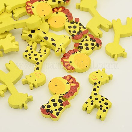 Cabochons en bois mixte belle girafe imprimés X-BUTT-N004-07-1