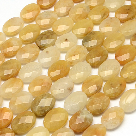 Facetas ovales amarillas de abalorios de jade hebras naturales G-R303-10-1