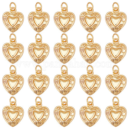 Sunnyclue 1 caja de 24 piezas de dijes de corazón chapados en oro real de 18 quilates FIND-SC0003-81-1