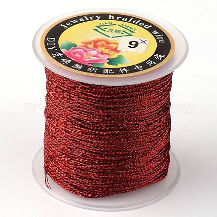 丸いメタリック糸  刺しゅう糸  9プライ  暗赤色  0.8mm  約65.61ヤード（60m）/ロール MCOR-L001-0.8mm-03-1