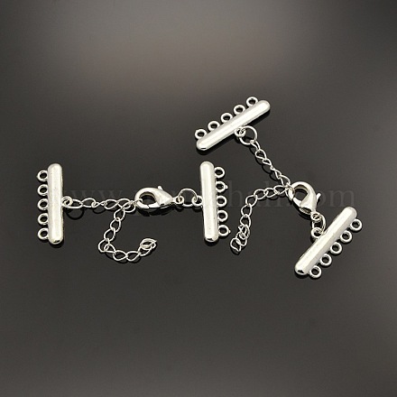 5 Strands 10-Hole Plating Zinc Alloy and Brass Ends with Chains PALLOY-N0102-02S-1