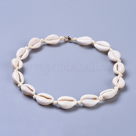 Cowrie Shell Beaded Necklaces X-NJEW-JN02397-01-1