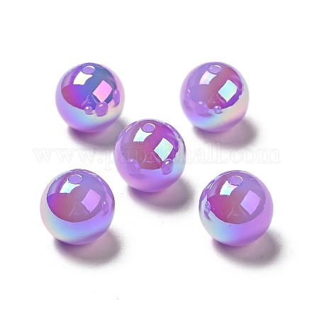 UV Plating Opaque Rainbow Iridescent Acrylic Beads SACR-A001-03I-1