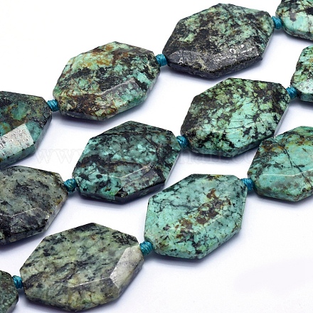Brins de perles turquoises africaines naturelles (jaspe) G-K223-39A-1