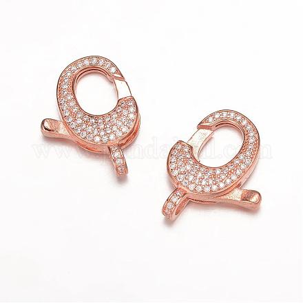 Brass Micro Pave Cubic Zirconia Lobster Claw Clasps ZIRC-K019-01RG-1