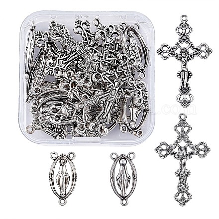 Croce e centro set di rosario per la presa di collana di perline del rosario TIBEP-TA0002-14AS-1