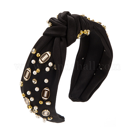 Alloy Rugby Pearl Rhinestones Hair Bands PW-WG37088-01-1