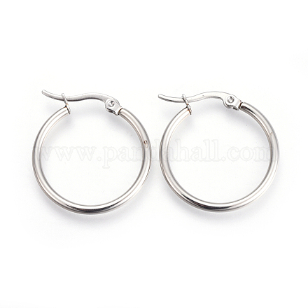 201 Stainless Steel Hoop Earrings with 304 Stainless Steel Pin EJEW-YW0001-04-P-1