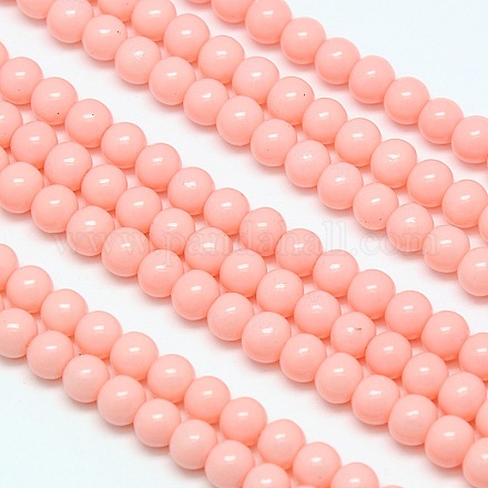 Eco-Friendly Round Baking Paint Glass Beads Strands X-HY-A003-6mm-RV12-1