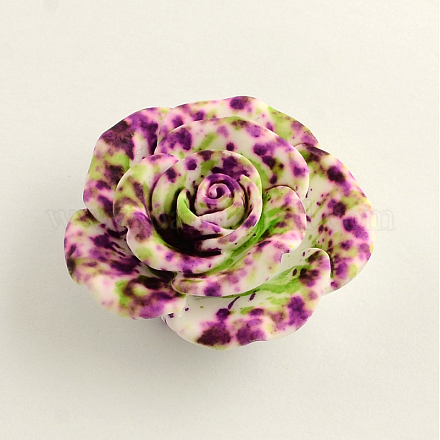 Spray Painted  Flower Resin Cabochons CRES-R147-05-1