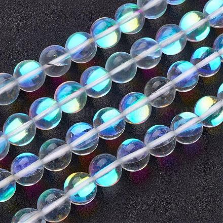 Chapelets de perles en pierre de lune synthétique G-F431-03-10mm-1