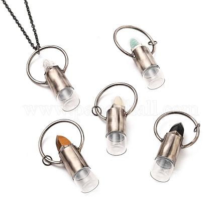304 Stainless Steel Openable Perfume Bottle Pendant Necklaces NJEW-I239-05B-1