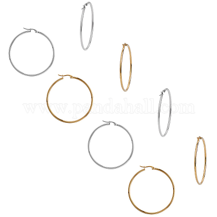 Unicraftale гипоаллергенные серьги-кольца 12 пара 49.5-миллиметровые серьги-кольца из нержавеющей стали 1-миллиметровая булавка золотые и нержавеющая сталь цветные компоненты для ушей для изготовления ювелирных изделий из серег своими руками STAS-UN0002-64GP-1