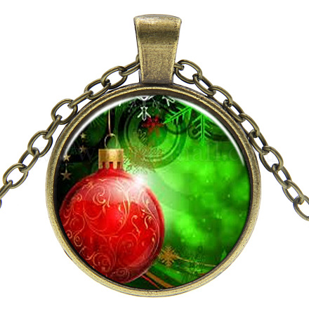 Collane con pendente in vetro a tema natalizio NJEW-J056-B950-AB-1