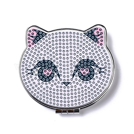 Mini kit di specchietti per il trucco con pittura a diamante speciale a forma di gatto fai da te DIY-P048-08-1