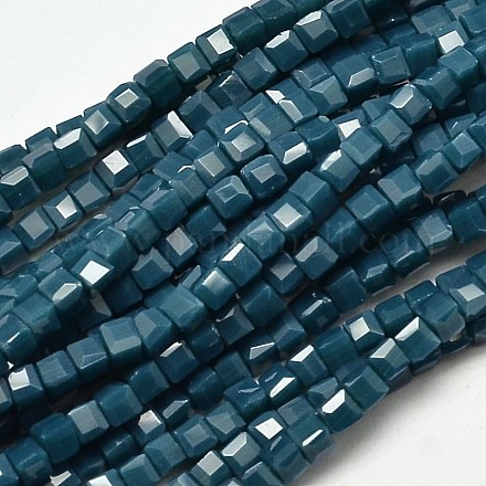 Faceted Cube Glass Beads Strands EGLA-J133-C05-1