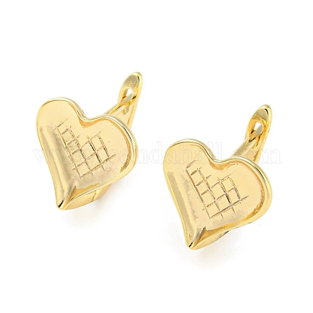 Brass Heart Hoop Earrings Women KK-C031-37G-1