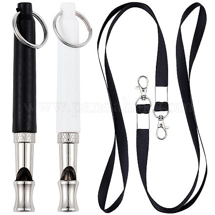 GORGECRAFT 2 Colors Dog Whistle to Stop Barking Neighbors Dog Adjustable Professional Silent Ultrasonic Dog Whistle Only Dogs Hear Dog Training Whistles Recall with Plastic Cover Polyester Lanyard AJEW-GF0005-96-1