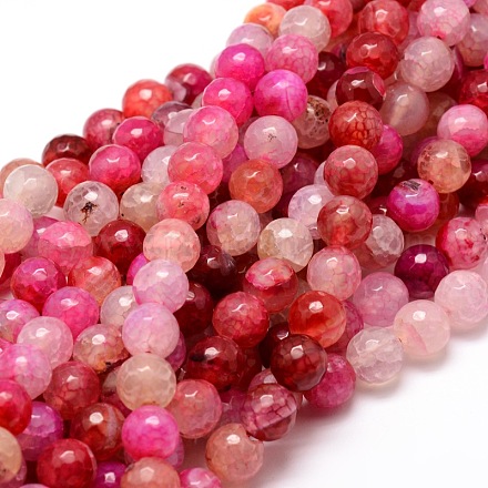 Chapelets de perles rondes à facettes en agate naturelle teintée G-E320E-8mm-06-1