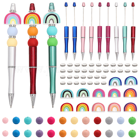  6Pcs Beadable Pens Kit, Bulk Bead Pens Include 24Pcs