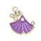 Alloy Enamel Pendants with Rhinestone, Leaf Charms, Medium Purple, 21.5x17.5x4mm, Hole: 2mm